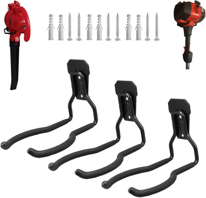 JuforminWeedeater Hanger, String Trimmer Hanger, Weed Eater Rack, Garage Wall Hooks, Power Tool Holder for Garage Wall, Utility Hooks for Garage Tool Organizers and Storage Black-4 Pcs