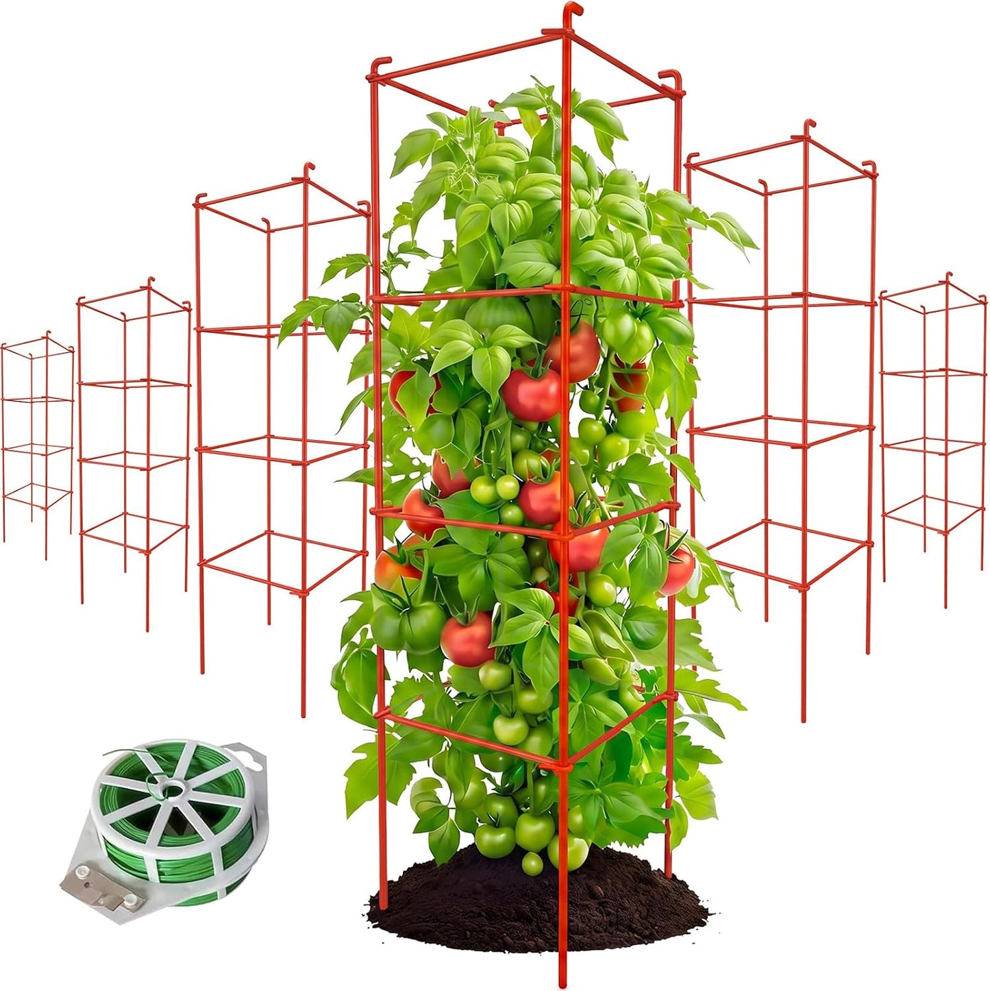 6-Pack 46inch Metal Tomato Cage for Garden Plant Support