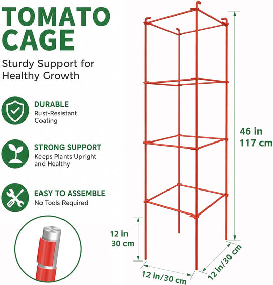 6-Pack 46inch Metal Tomato Cage for Garden Plant Support