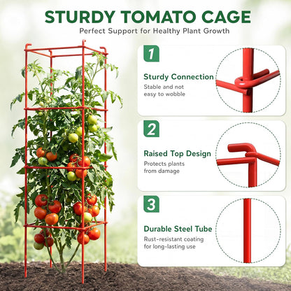 6-Pack 46inch Metal Tomato Cage for Garden Plant Support