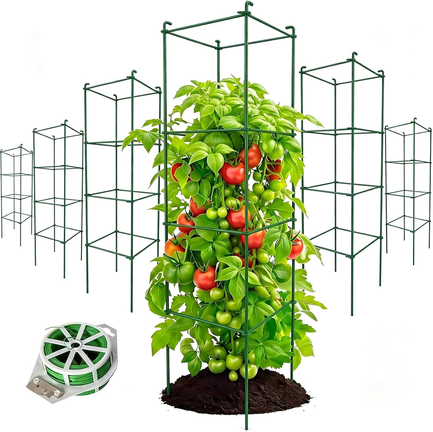 6-Pack 46inch Metal Tomato Cage for Garden Plant Support