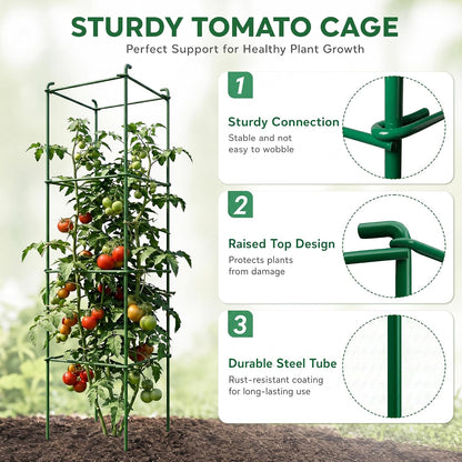 6-Pack 46inch Metal Tomato Cage for Garden Plant Support