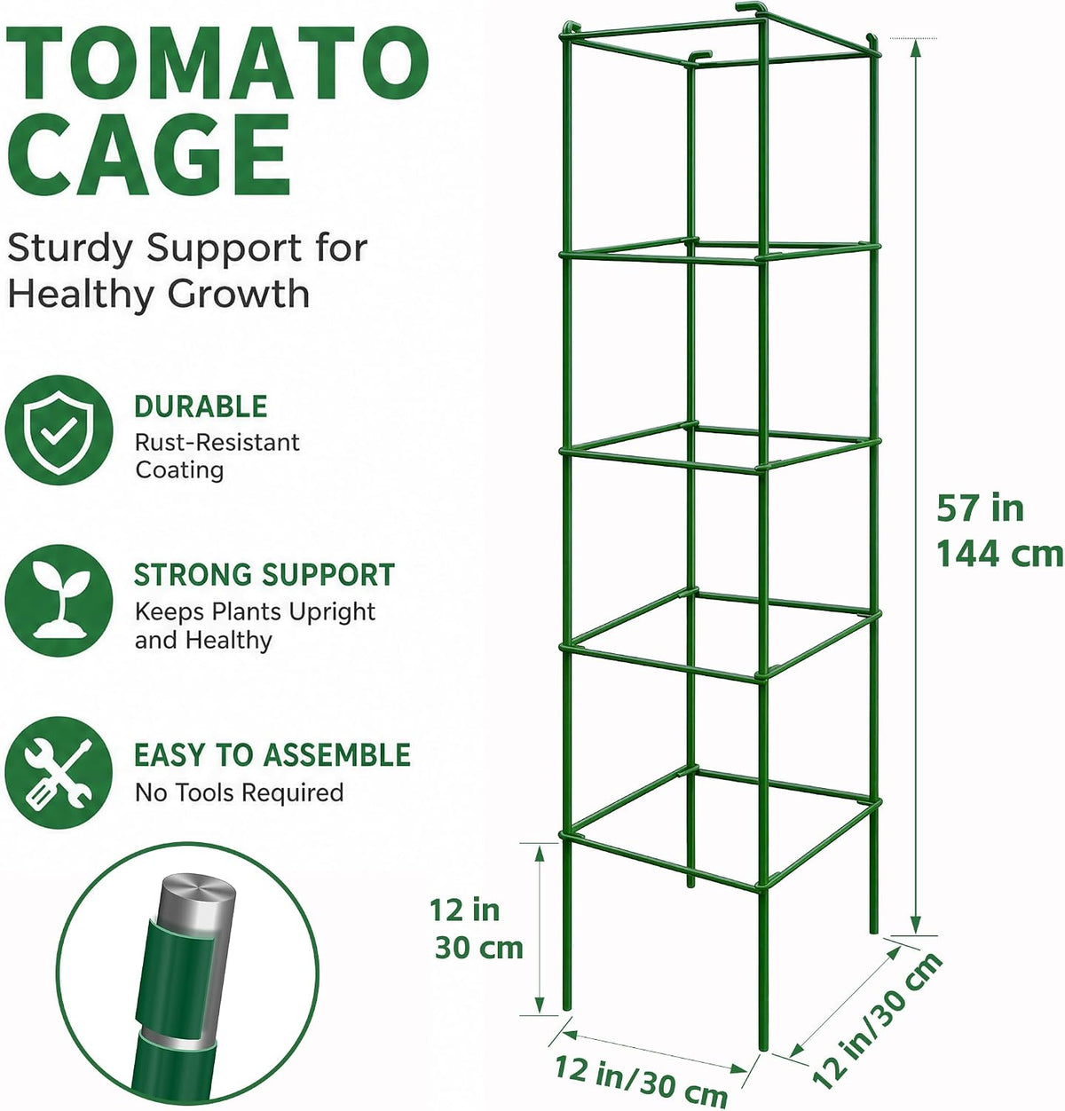 6-Pack 46inch Metal Tomato Cage for Garden Plant Support