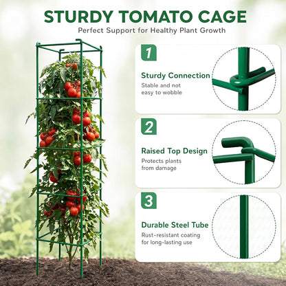 6-Pack 46inch Metal Tomato Cage for Garden Plant Support