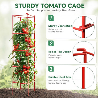 6-Pack 46inch Metal Tomato Cage for Garden Plant Support
