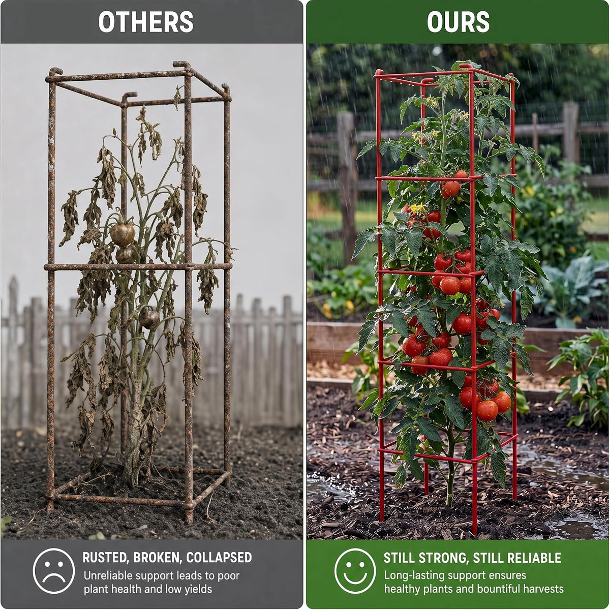 6-Pack 46inch Metal Tomato Cage for Garden Plant Support
