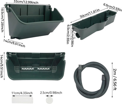 Vertical Wall Planter for Indoor Plant-Walls Mounted Pot with 4 Drainage Tray 16 Pack, 13 inch Dark Green for Decor, Plastic Pots Balcony Planters, Plants Hanging (16, Army Green)