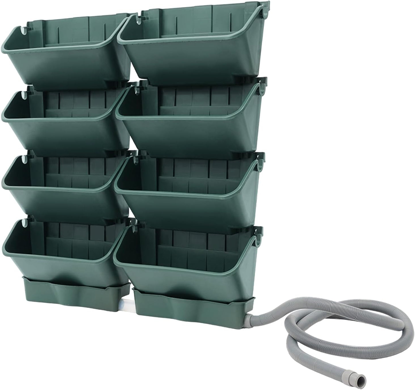 Vertical Wall Planter for Indoor Plant-Walls Mounted Pot with 4 Drainage Tray 16 Pack, 13 inch Dark Green for Decor, Plastic Pots Balcony Planters, Plants Hanging (16, Army Green)