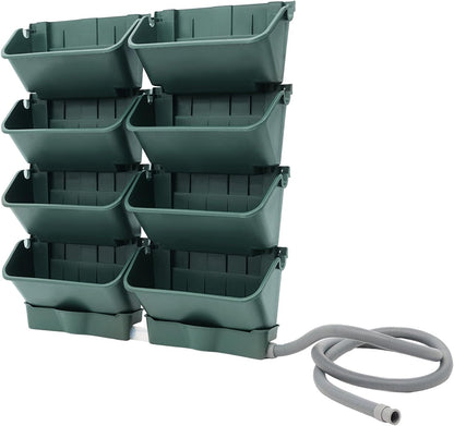 Vertical Wall Planter for Indoor Plant-Walls Mounted Pot with 4 Drainage Tray 16 Pack, 13 inch Dark Green for Decor, Plastic Pots Balcony Planters, Plants Hanging (16, Army Green)