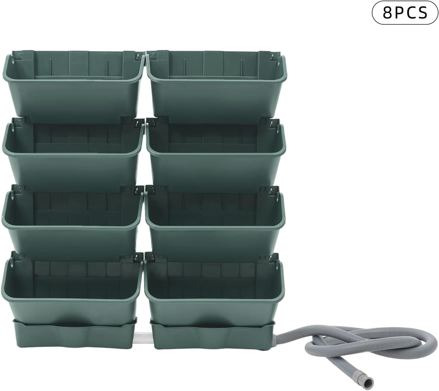 Vertical Wall Planter for Indoor Plant-Walls Mounted Pot with 4 Drainage Tray 16 Pack, 13 inch Dark Green for Decor, Plastic Pots Balcony Planters, Plants Hanging (16, Army Green)