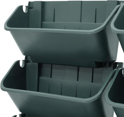 Vertical Wall Planter for Indoor Plant-Walls Mounted Pot with 4 Drainage Tray 16 Pack, 13 inch Dark Green for Decor, Plastic Pots Balcony Planters, Plants Hanging (16, Army Green)
