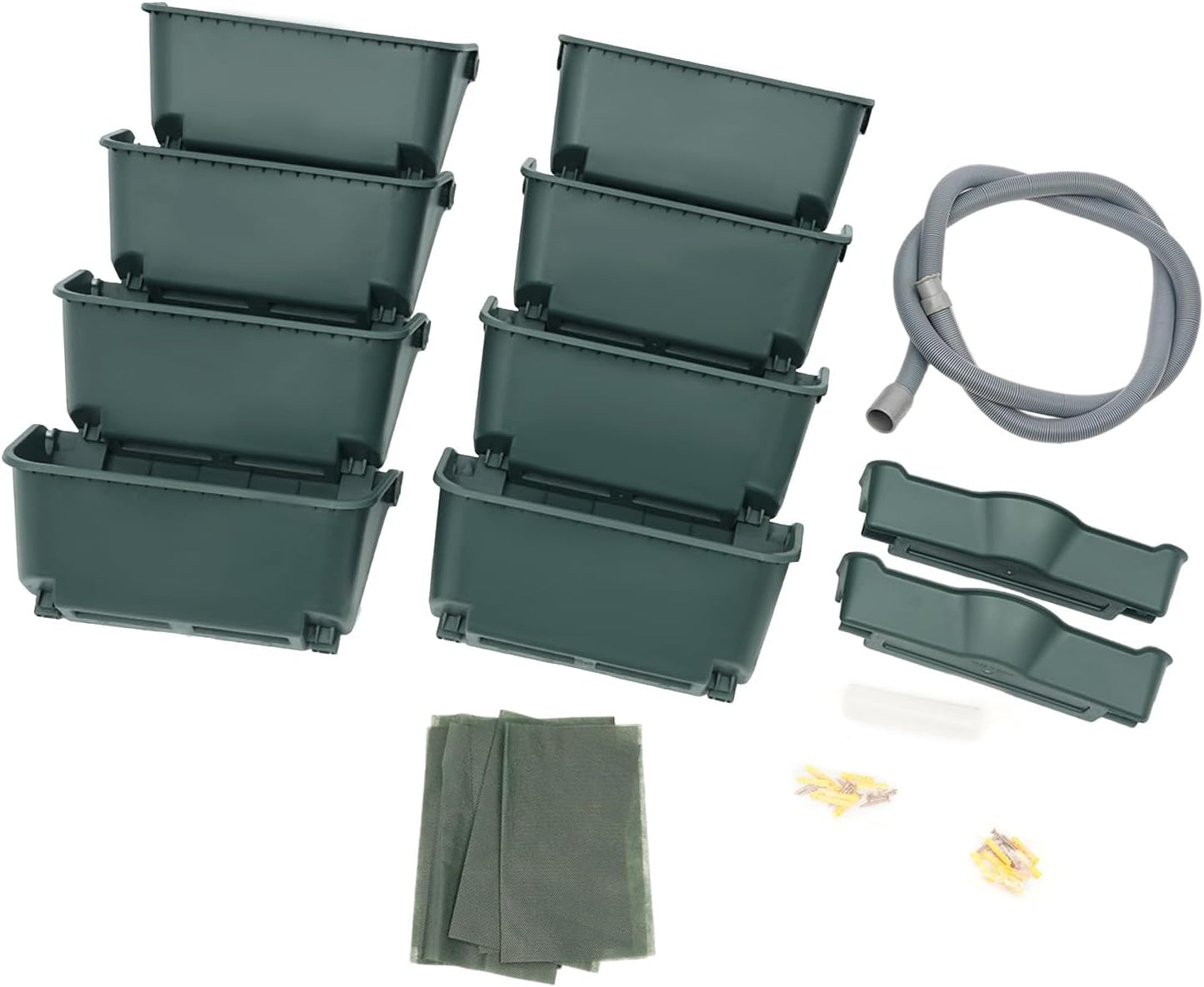 Vertical Wall Planter for Indoor Plant-Walls Mounted Pot with 4 Drainage Tray 16 Pack, 13 inch Dark Green for Decor, Plastic Pots Balcony Planters, Plants Hanging (16, Army Green)