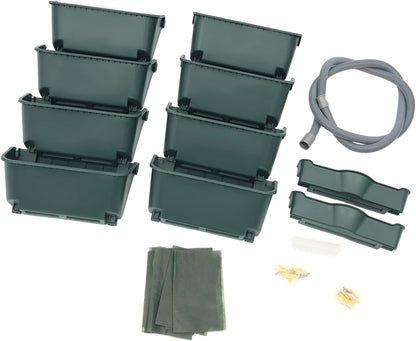 Vertical Wall Planter for Indoor Plant-Walls Mounted Pot with 4 Drainage Tray 16 Pack, 13 inch Dark Green for Decor, Plastic Pots Balcony Planters, Plants Hanging (16, Army Green)