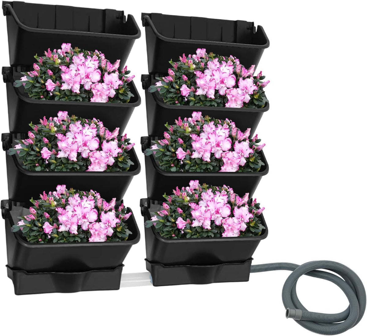 Vertical Wall Planter for Indoor Plant-Walls Mounted Pot with 4 Drainage Tray 16 Pack, 13 inch Dark Green for Decor, Plastic Pots Balcony Planters, Plants Hanging (16, Army Green)