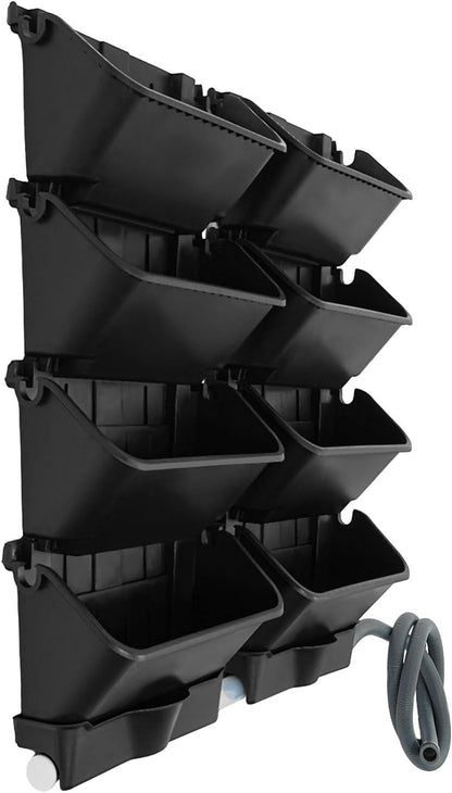 Vertical Wall Planter for Indoor Plant-Walls Mounted Pot with 4 Drainage Tray 16 Pack, 13 inch Dark Green for Decor, Plastic Pots Balcony Planters, Plants Hanging (16, Army Green)