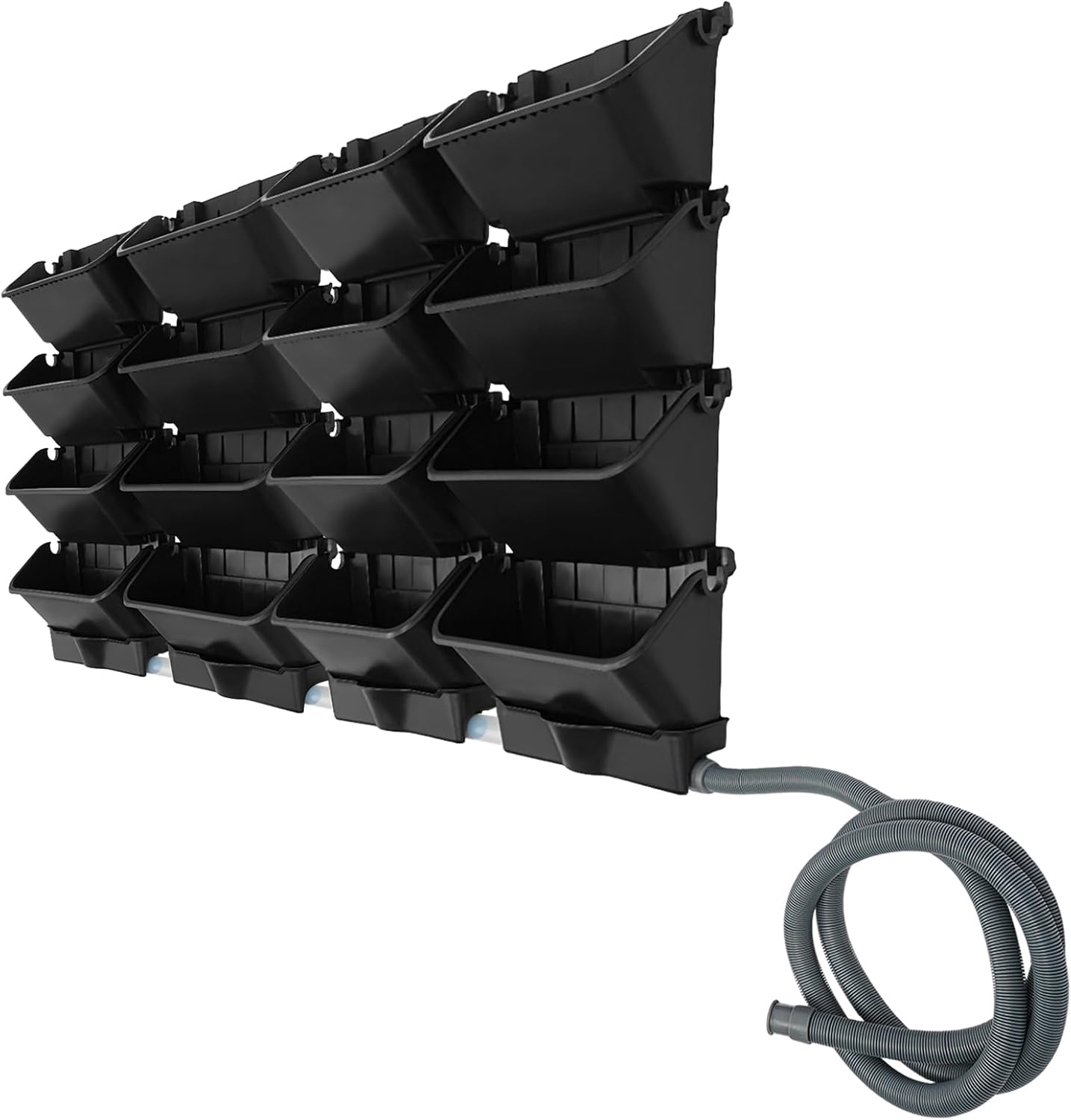 Vertical Wall Planter for Indoor Plant-Walls Mounted Pot with 4 Drainage Tray 16 Pack, 13 inch Dark Green for Decor, Plastic Pots Balcony Planters, Plants Hanging (16, Army Green)