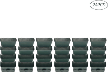 Vertical Wall Planter for Indoor Plant-Walls Mounted Pot with 4 Drainage Tray 16 Pack, 13 inch Dark Green for Decor, Plastic Pots Balcony Planters, Plants Hanging (16, Army Green)