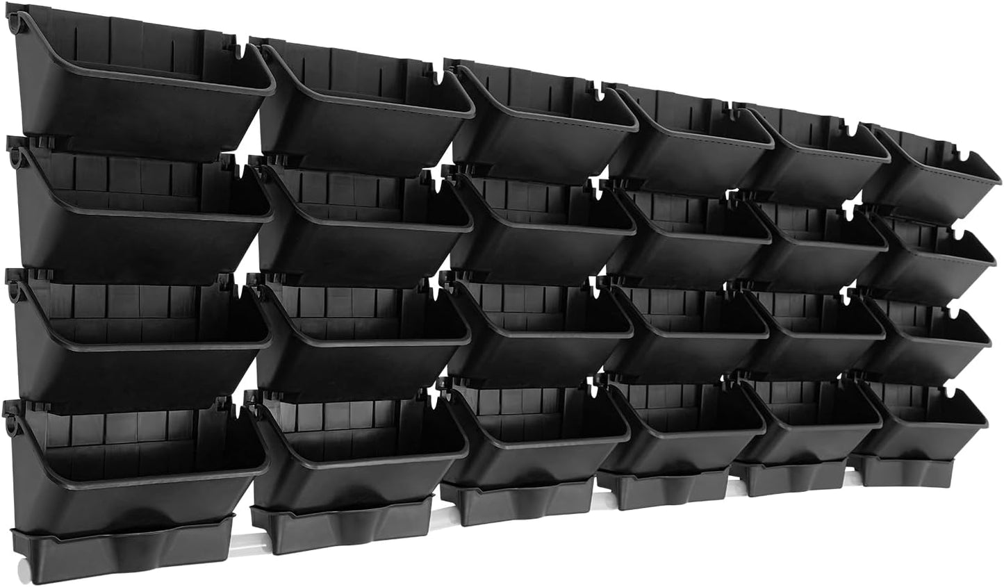 Vertical Wall Planter for Indoor Plant-Walls Mounted Pot with 4 Drainage Tray 16 Pack, 13 inch Dark Green for Decor, Plastic Pots Balcony Planters, Plants Hanging (16, Army Green)