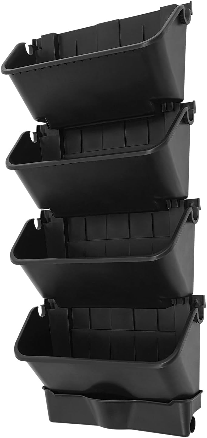 Vertical Wall Planter for Indoor Plant-Walls Mounted Pot with 4 Drainage Tray 16 Pack, 13 inch Dark Green for Decor, Plastic Pots Balcony Planters, Plants Hanging (16, Army Green)