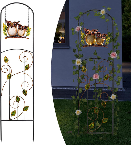 Solar Owl Garden Trellis Metal Climbing Plant Stake