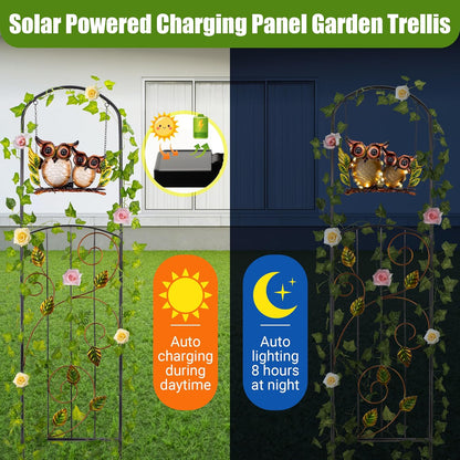 Solar Owl Garden Trellis Metal Climbing Plant Stake