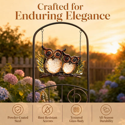 Solar Owl Garden Trellis Metal Climbing Plant Stake