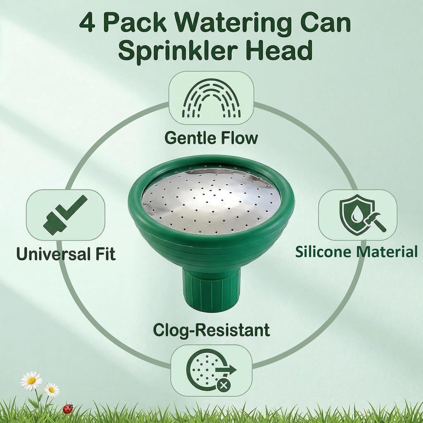 4 Pack Watering Can Head, Watering Can Replacement Head, Universal Garden Watering Can Rose Head Water Sprinkler for Most Garden Watering Cans