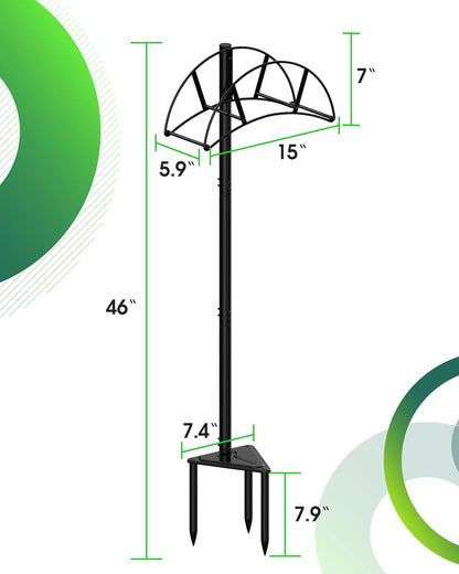 Garden Hose Stand/Hanger Freestanding, Heavy Duty In-Ground Hose Rack Organizer for Outside Yard, Sturdy to Hold 150ft (Metal, Black)