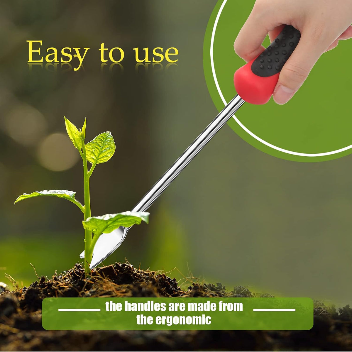 2 Pack Dandelion Weeder Tool with Handle, Polished Aluminum Alloy Weed Puller, Two-Pronged Fork Weeder Tool for Lawn Yard Farmland Gardening Transplant Plant