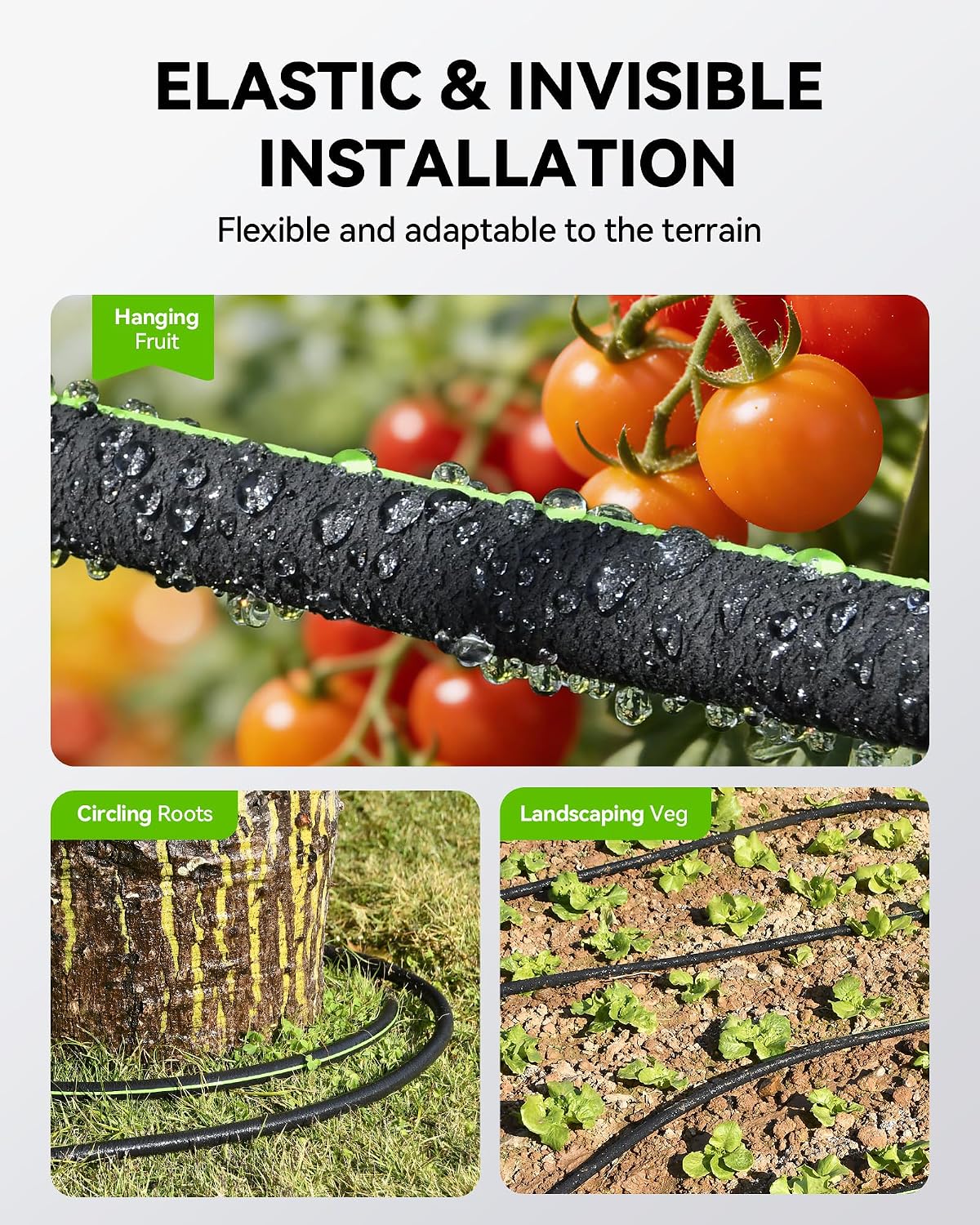 1/2'' Soaker Hose 25ft for Garden, Drip Irrigation Hose, Water Seeper Soaker Hoses for Foundation Watering, Save 80% Water for Vegetable Gardens, Flower Beds, Lawns, Orchards, Black