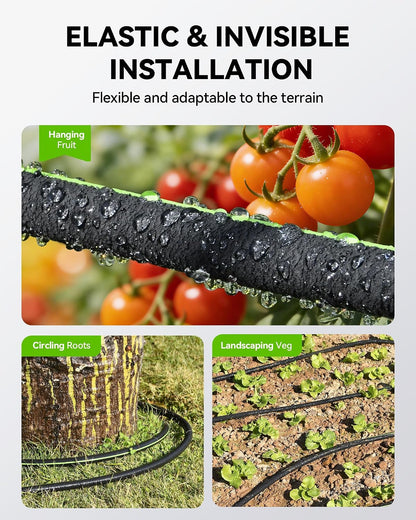 1/2'' Soaker Hose 25ft for Garden, Drip Irrigation Hose, Water Seeper Soaker Hoses for Foundation Watering, Save 80% Water for Vegetable Gardens, Flower Beds, Lawns, Orchards, Black