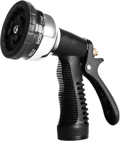 Metal Heavy Duty Water Spray Nozzle with 9 Adjustable Watering Patterns, Garden Hose Nozzle Sprayer for Watering Lawn and Garden,car Washing, Pets.