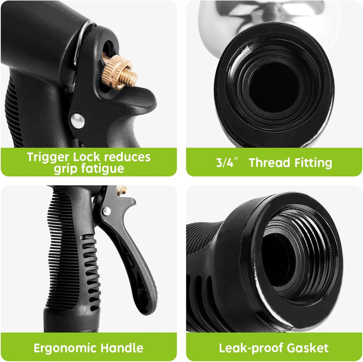 Metal Heavy Duty Water Spray Nozzle with 9 Adjustable Watering Patterns, Garden Hose Nozzle Sprayer for Watering Lawn and Garden,car Washing, Pets.