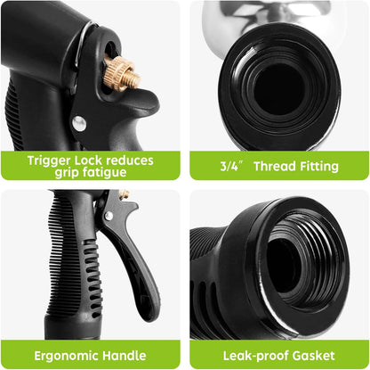 Metal Heavy Duty Water Spray Nozzle with 9 Adjustable Watering Patterns, Garden Hose Nozzle Sprayer for Watering Lawn and Garden,car Washing, Pets.
