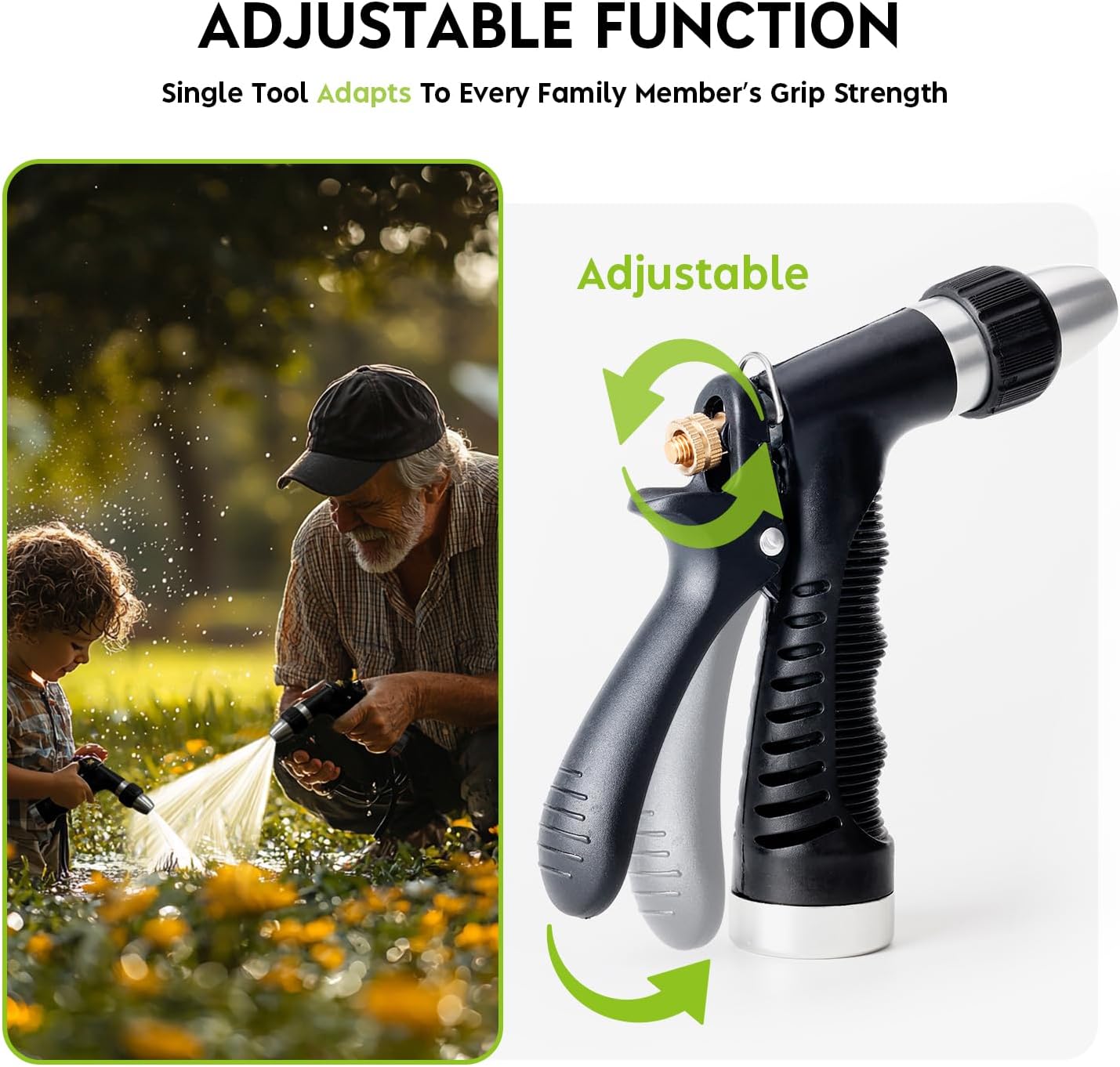 Metal Heavy Duty Water Spray Nozzle with 9 Adjustable Watering Patterns, Garden Hose Nozzle Sprayer for Watering Lawn and Garden,car Washing, Pets.
