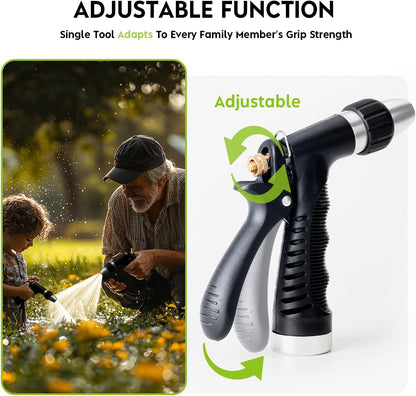 Metal Heavy Duty Water Spray Nozzle with 9 Adjustable Watering Patterns, Garden Hose Nozzle Sprayer for Watering Lawn and Garden,car Washing, Pets.