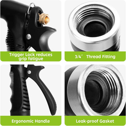 Metal Heavy Duty Water Spray Nozzle with 9 Adjustable Watering Patterns, Garden Hose Nozzle Sprayer for Watering Lawn and Garden,car Washing, Pets.