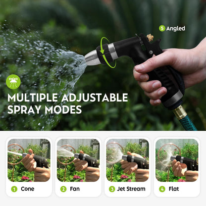 Metal Heavy Duty Water Spray Nozzle with 9 Adjustable Watering Patterns, Garden Hose Nozzle Sprayer for Watering Lawn and Garden,car Washing, Pets.