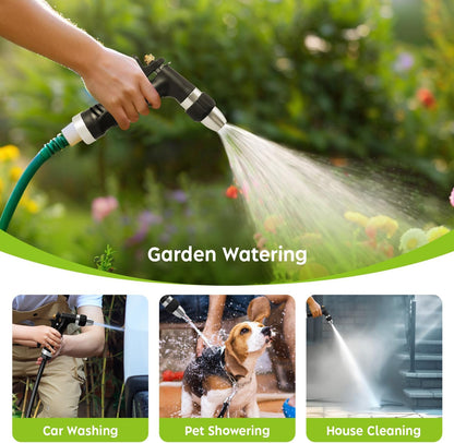 Metal Heavy Duty Water Spray Nozzle with 9 Adjustable Watering Patterns, Garden Hose Nozzle Sprayer for Watering Lawn and Garden,car Washing, Pets.