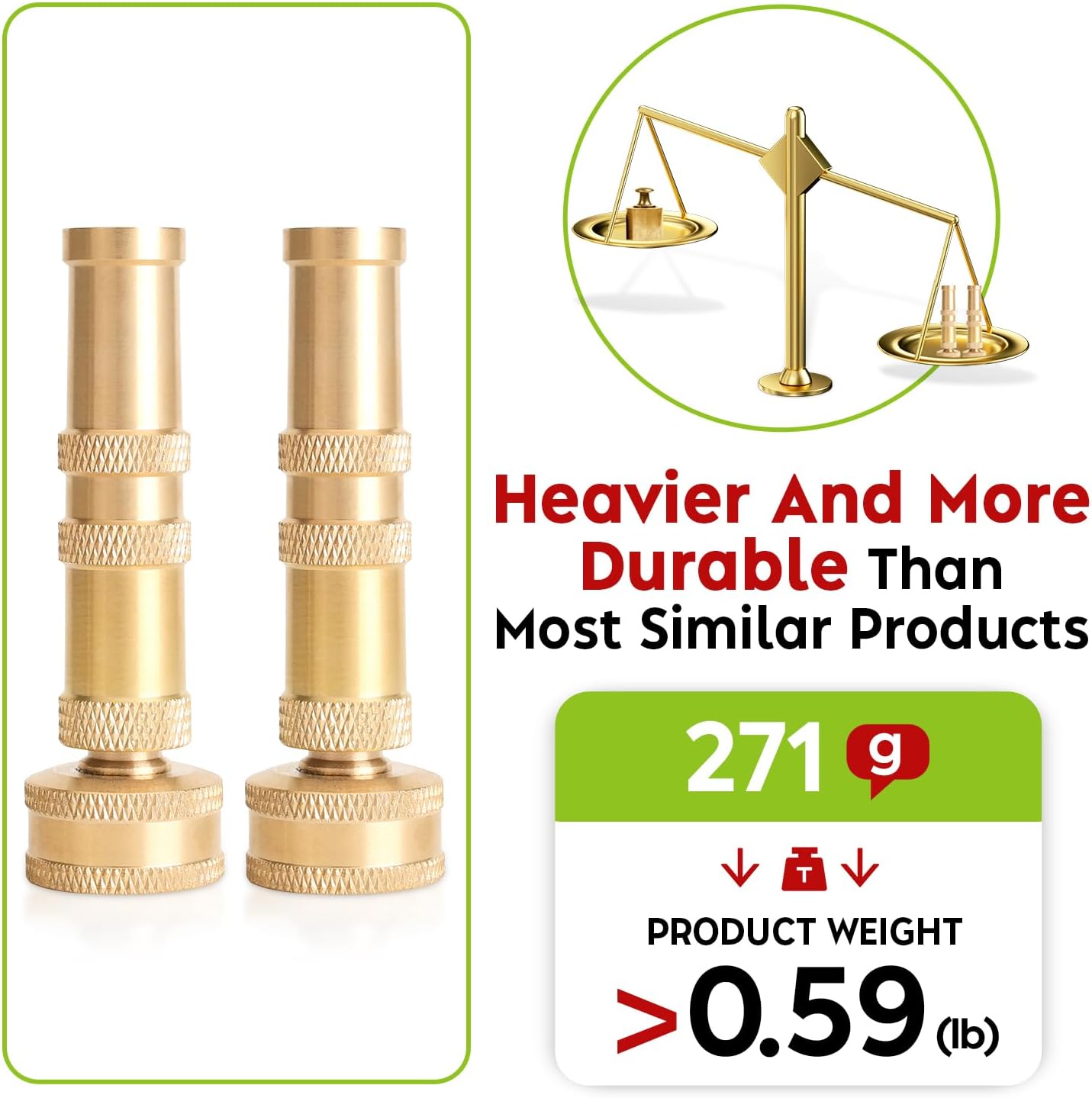 Metal Heavy Duty Water Spray Nozzle with 9 Adjustable Watering Patterns, Garden Hose Nozzle Sprayer for Watering Lawn and Garden,car Washing, Pets.