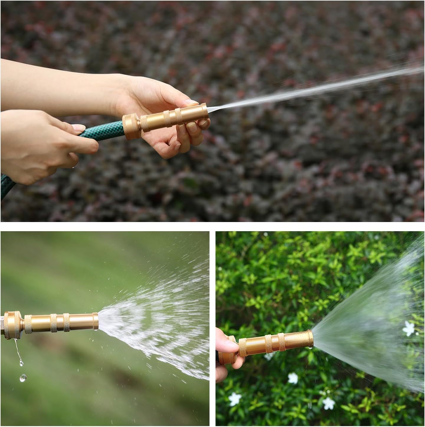 Metal Heavy Duty Water Spray Nozzle with 9 Adjustable Watering Patterns, Garden Hose Nozzle Sprayer for Watering Lawn and Garden,car Washing, Pets.