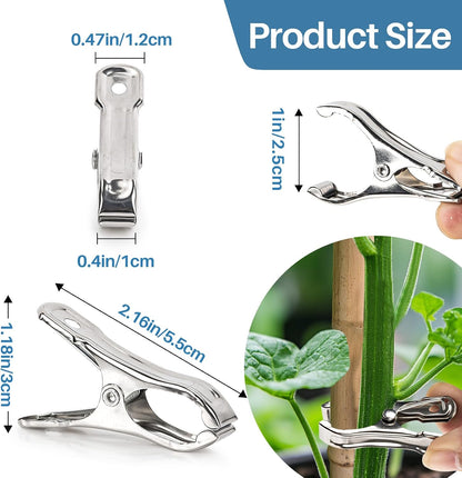 50 PCS Garden Clips for Netting - Stainless Steel Greenhouse Clamps
