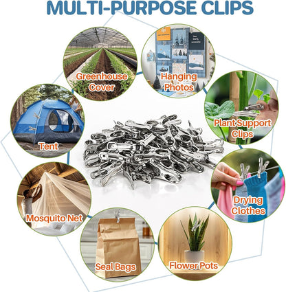 50 PCS Garden Clips for Netting - Stainless Steel Greenhouse Clamps