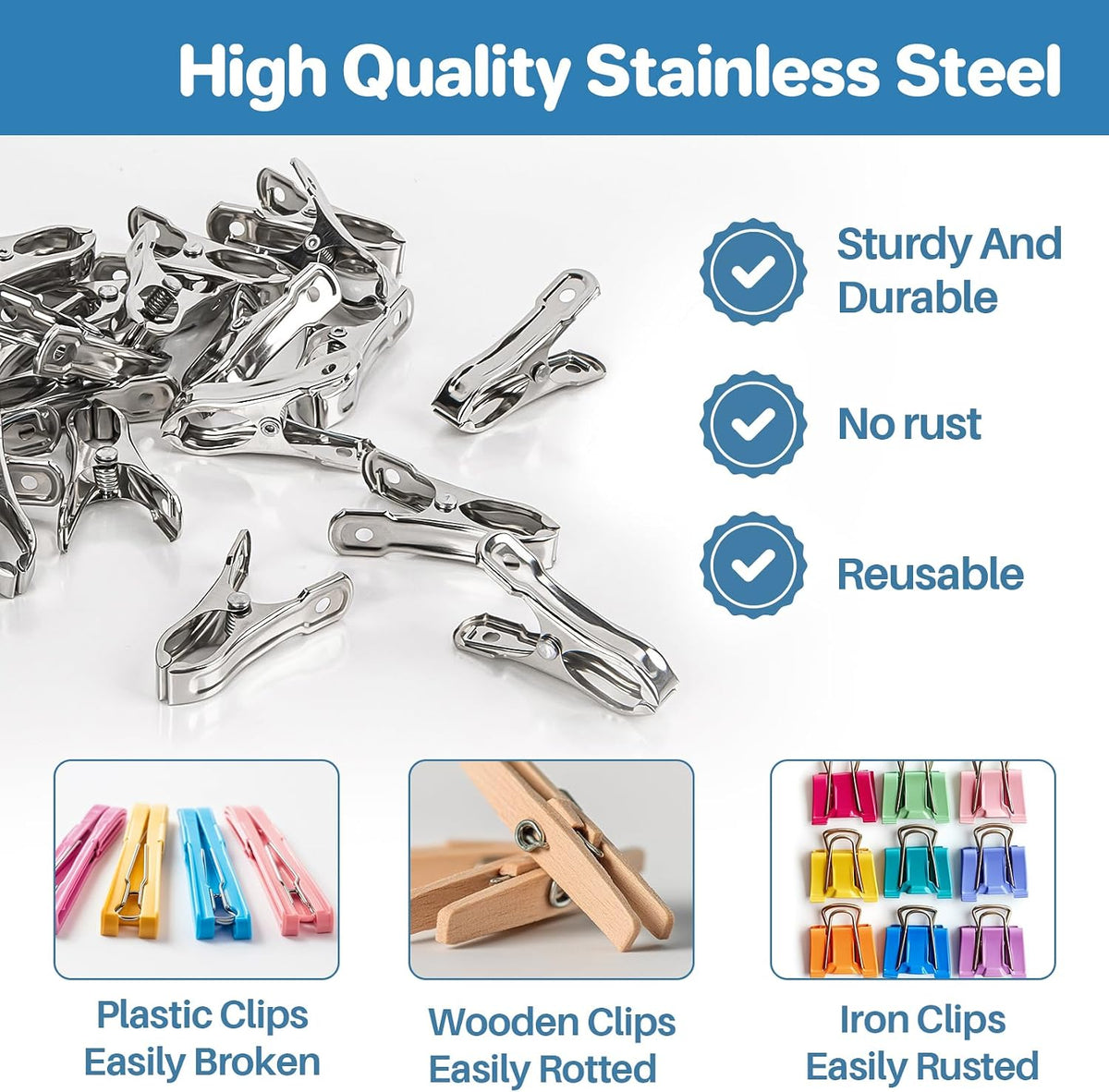 50 PCS Garden Clips for Netting - Stainless Steel Greenhouse Clamps
