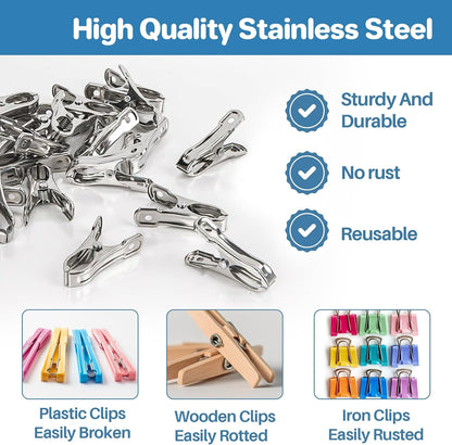 50 PCS Garden Clips for Netting - Stainless Steel Greenhouse Clamps