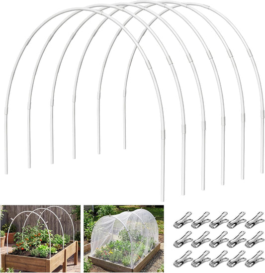 Greenhouse Garden Hoops for Raised Beds Plant Cover Netting, 36pcs PVC Adjustable Garden Hoop with 20 Clips for Shade Cloth Net, Rust-Free Green House Hoops Grow Tunnel Plant Hoop Support DIY Frame