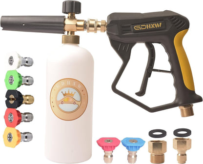 X-887 High Pressure Washer Gun with Foam Cannon 2 Adapter 7 Pressure Washer Nozzles,for Car Washing