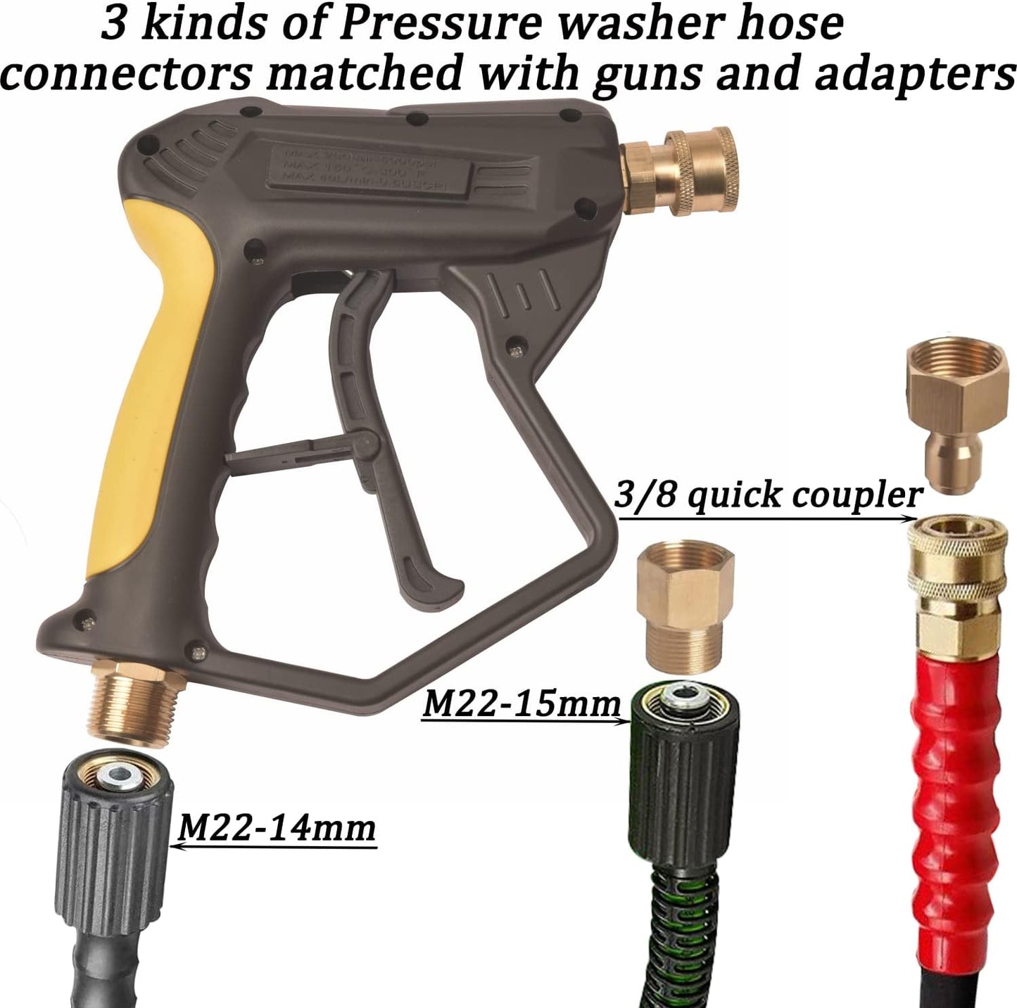 X-887 High Pressure Washer Gun with Foam Cannon 2 Adapter 7 Pressure Washer Nozzles,for Car Washing