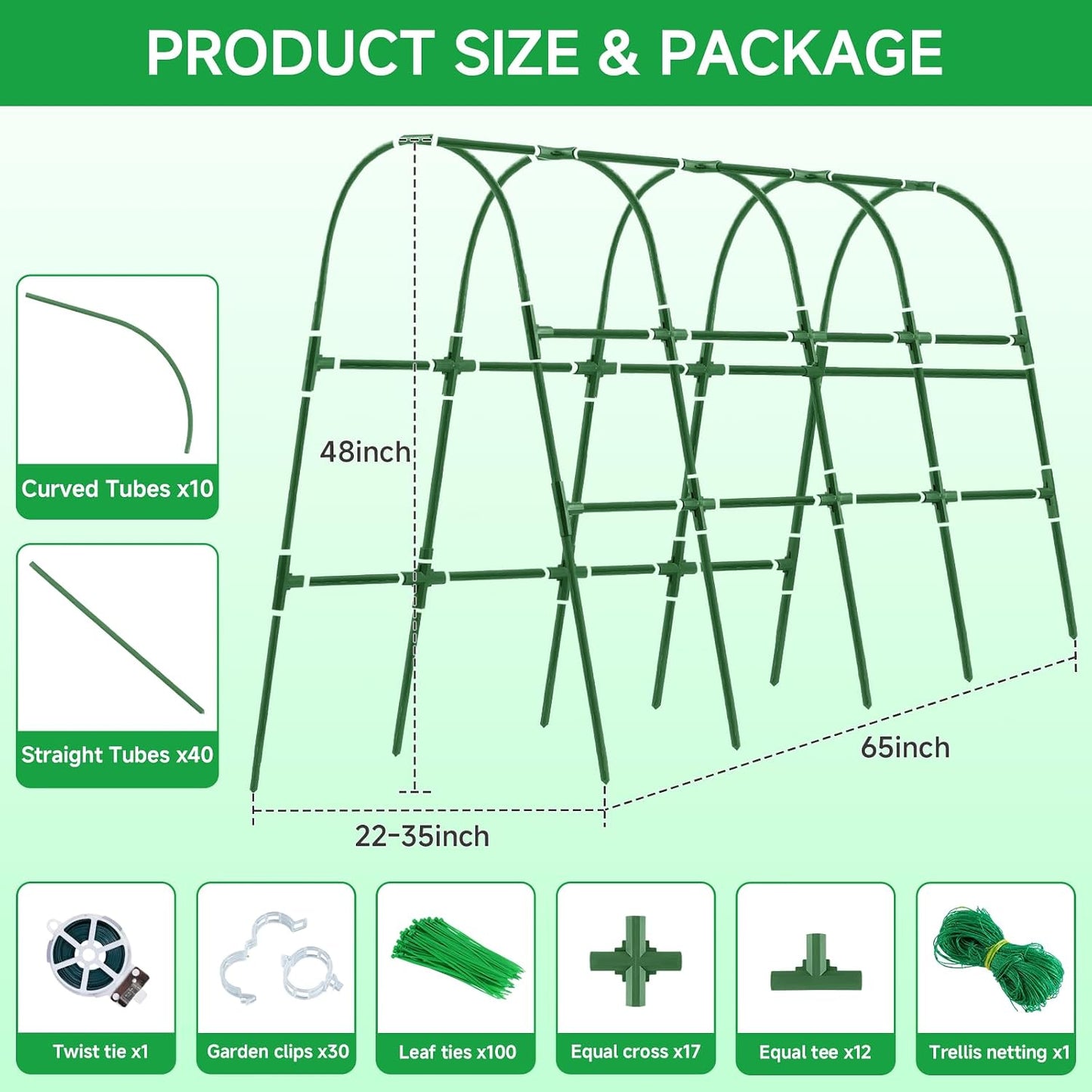 48x65 Inch Cucumber Trellis for Raised Bed U-Shape Garden Trellis