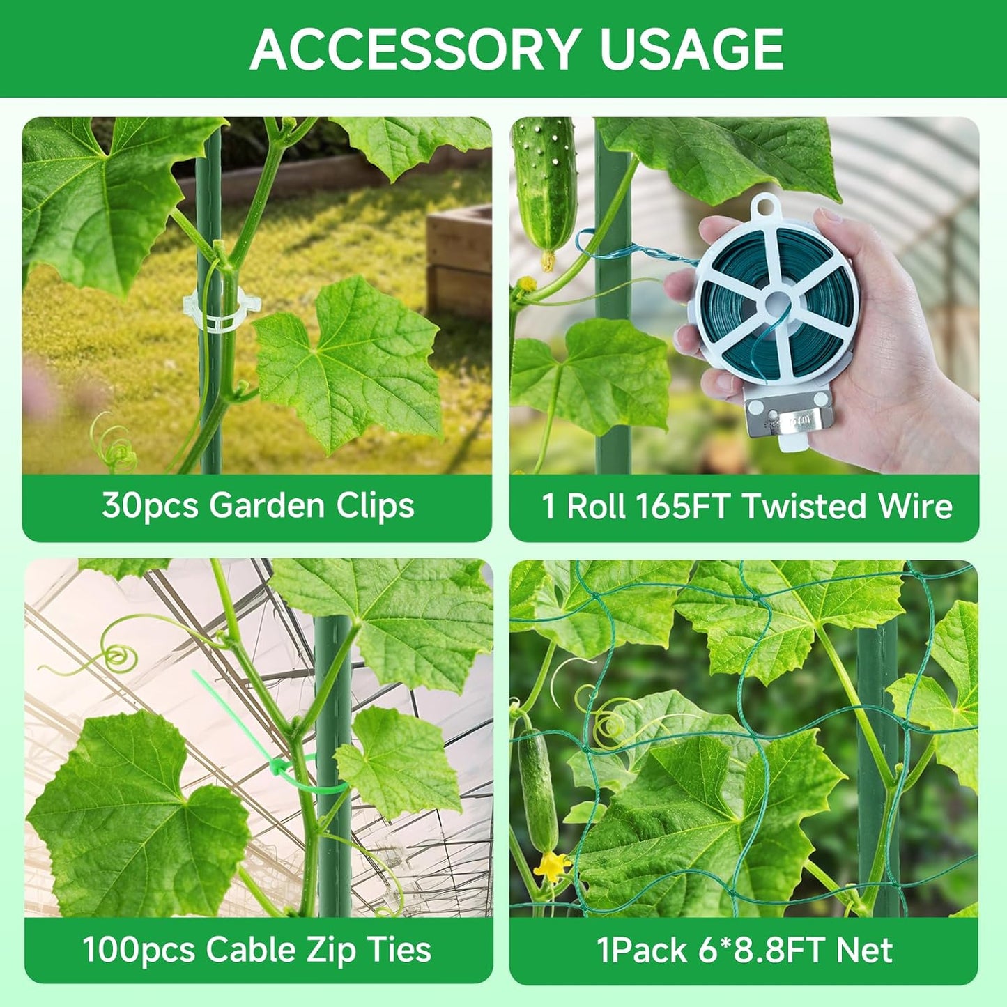 48x65 Inch Cucumber Trellis for Raised Bed U-Shape Garden Trellis